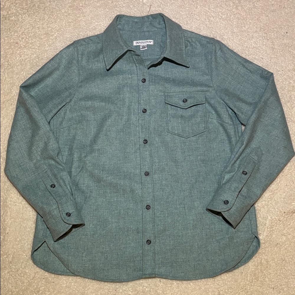 Pendleton Blue Wool Button Down Shirt Jacket Large - image 1